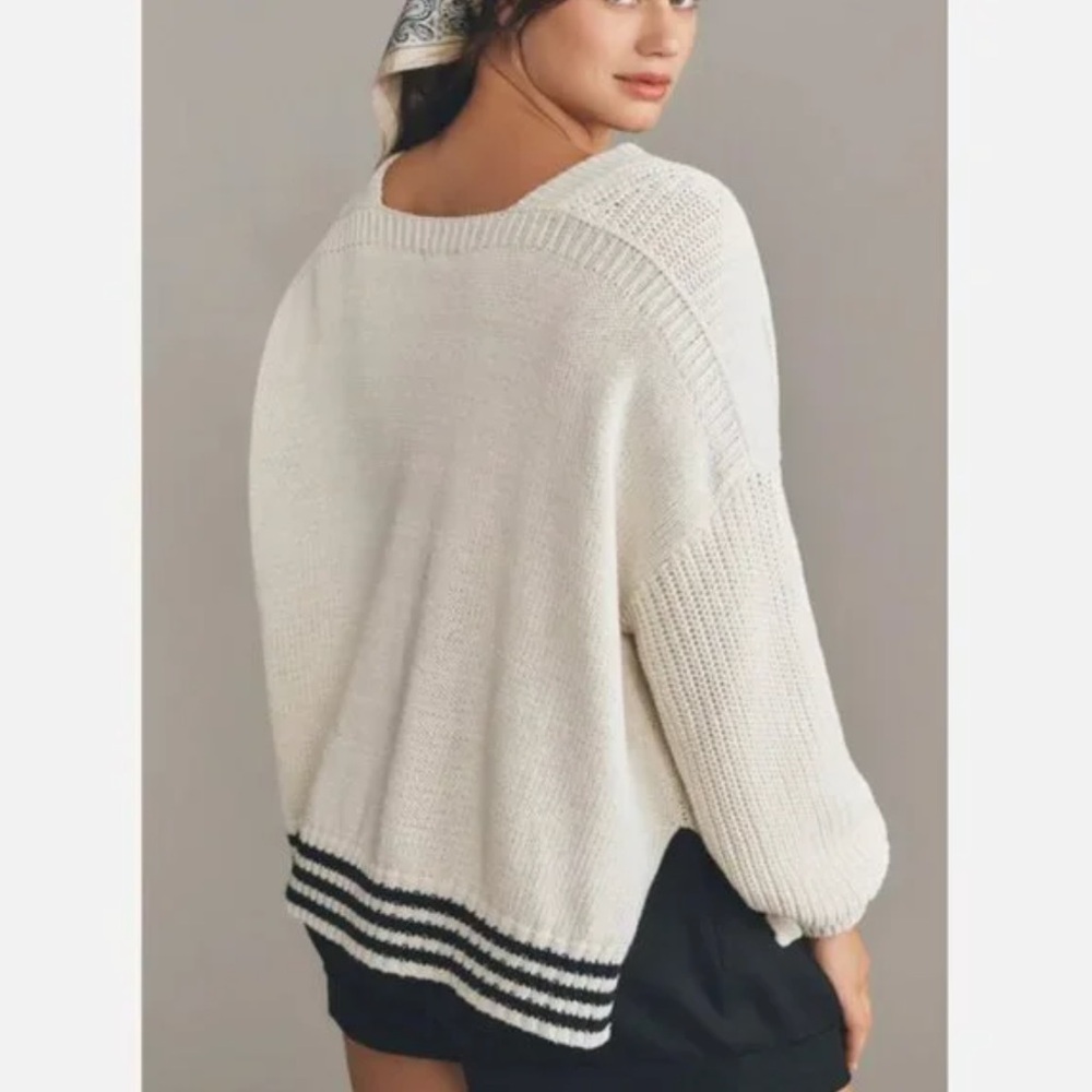 Anthropologie Maeve Catch Of The Day Sweater Nautical Fish - Picture 3 of 8